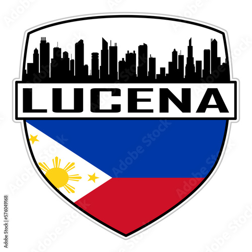 Lucena Philippines Flag Skyline Silhouette Lucena Philippines Lover Travel Souvenir Sticker Vector Illustration SVG EPS AI