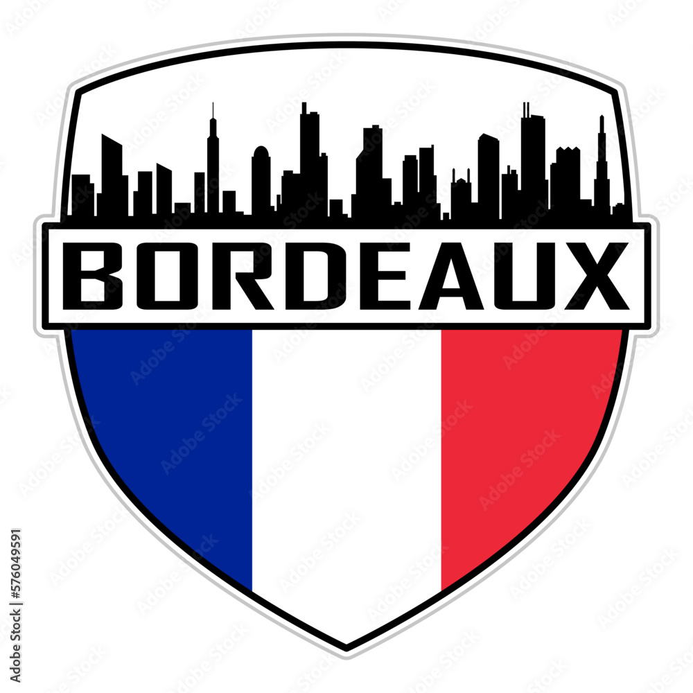 Bordeaux France Flag Skyline Silhouette Bordeaux France Lover Travel Souvenir Sticker Vector Illustration SVG EPS AI