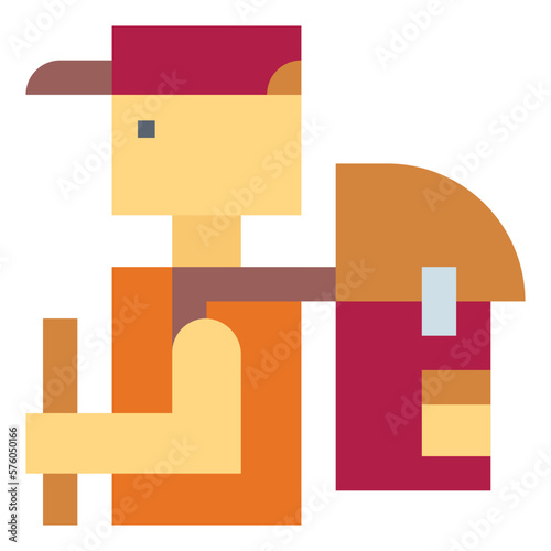 backpacker flat icon style