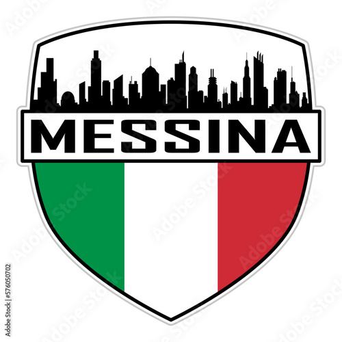 Messina Italy Flag Skyline Silhouette Messina Italy Lover Travel Souvenir Sticker Vector Illustration SVG EPS AI