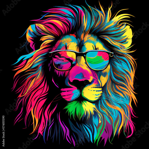 lion in sunglasses  Pop Art  ai generation