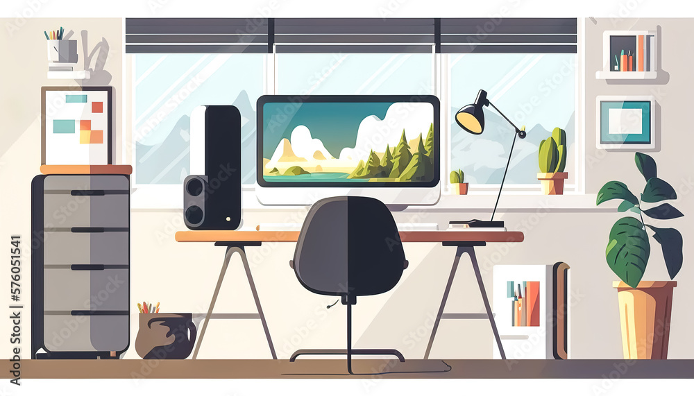 A computer with a beautiful landscape on the splash screen, generative AI. A computer with a beautiful landscape on the splash screen, generative AI.
