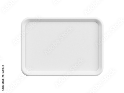 Empty white plastic tray. Isolated. Transparent background. 3d illustration. photo