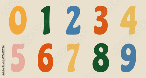Colorful vector numbers set