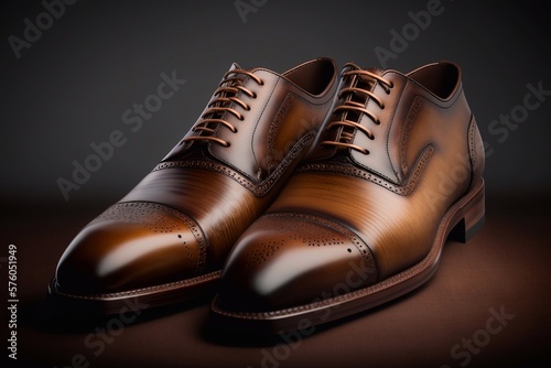 A close-up of a pair of men's shoes. Generative AI