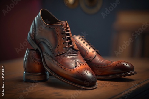 Leather shoes. Generative AI