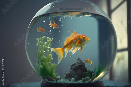 Fish in aquarium. Generative AI