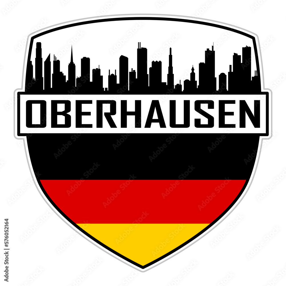 Oberhausen Germany Flag Skyline Silhouette Oberhausen Germany Lover Travel Souvenir Sticker Vector Illustration SVG EPS AI