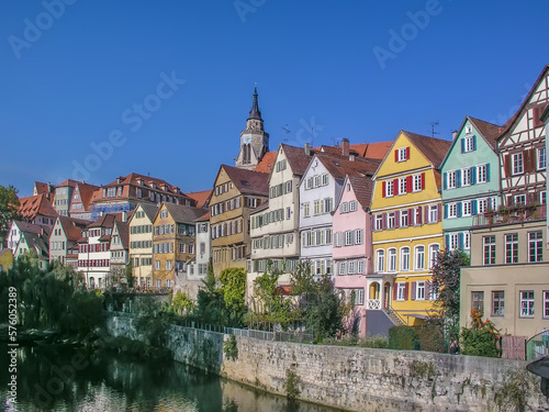 Embankment of the river Neckar in Tubingen, Germany