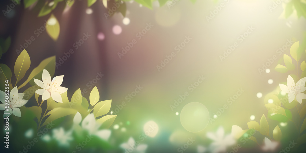 Fototapeta premium White flowers, generative AI illustration