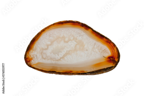 Section of a white and orange geode