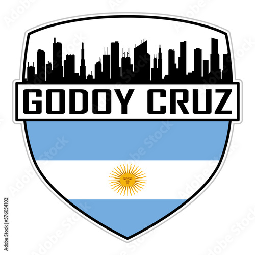 Godoy Cruz Argentina Flag Skyline Silhouette Godoy Cruz Argentina Lover Travel Souvenir Sticker Vector Illustration SVG EPS AI