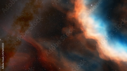 Deep space nebula with stars. Bright and vibrant Multicolor Starfield Infinite space outer space background with nebulas and stars. Star clusters, nebula outer space background 3d render 