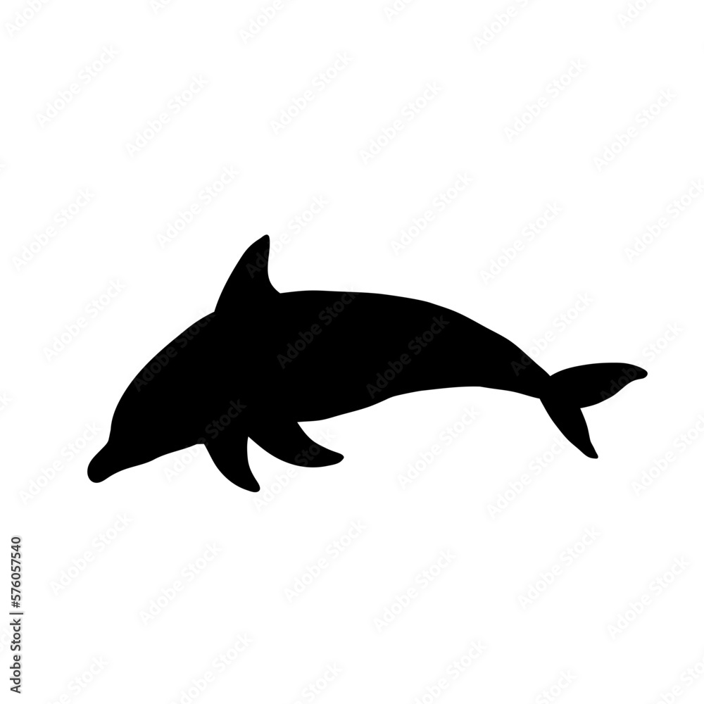 Fototapeta premium black dolphin silhouette isolated - vector illustration