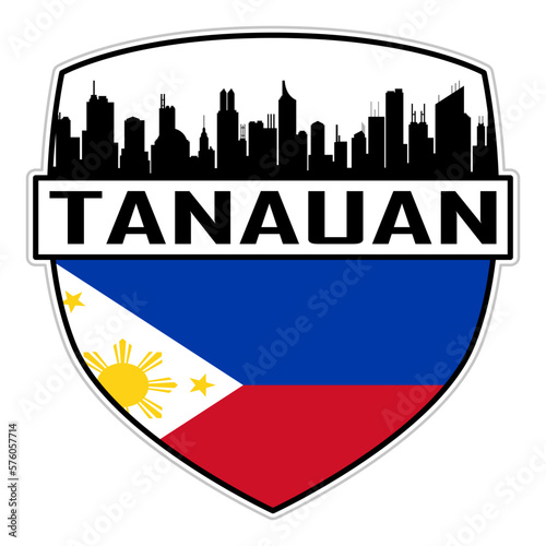Tanauan Philippines Flag Skyline Silhouette Tanauan Philippines Lover Travel Souvenir Sticker Vector Illustration SVG EPS AI