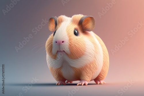 Cute Cartoon Guinea pig. Character with empty space for text. Empty flat background. Generative ai