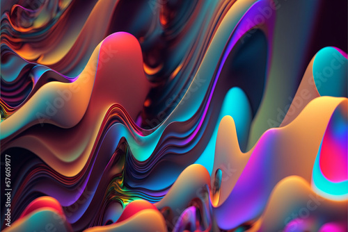 colorful abstract waves background, Generative AI