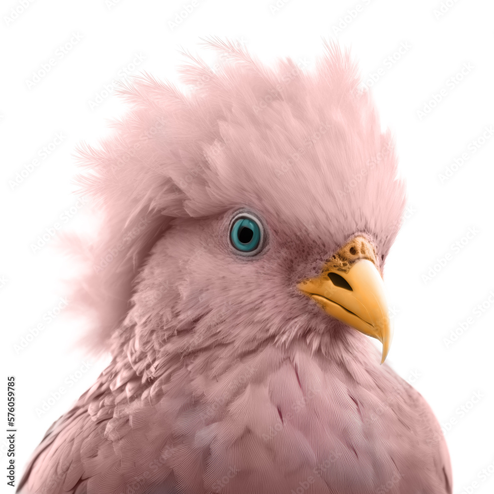 Pink dove head isolated on white background. Generative AI Pink dove head isolated on white background. Generative AI