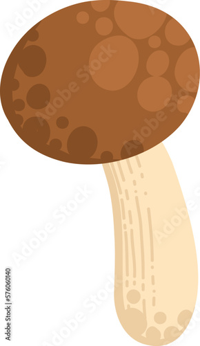 Asian Shiitake mushroom or fungi. Raw forest edible fungus composition. Natural organic vegetarian food. Colored hand-drawn vector illustration of lentinula edodes isolated on white background
