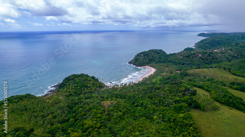 Aerial view of Prainha beach in Itacare, Bahia, Brazil.