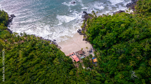 Aerial view of Havaizinho beach, Itacare, Bahia, Brazil. Tourist place with sea and vegetation. top view photo