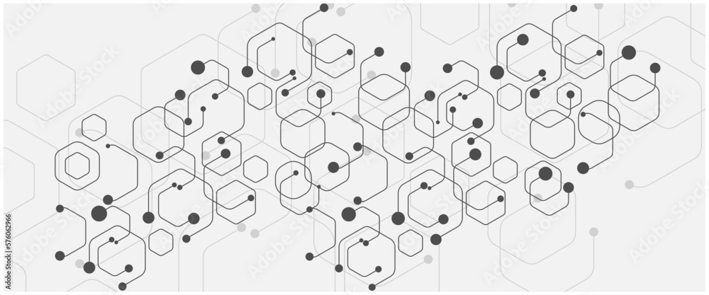 Abstract science background with hexagons stock illustration.