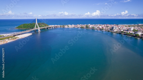 Wallpaper Mural Aerial view of Ilheus, tourist town in Bahia. Historic city center with famous bridge in the background. Torontodigital.ca