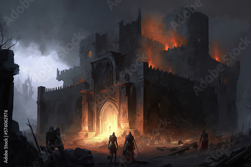 The Siege of the Fallen Keep: A Fantasy War Illustration Generative AI