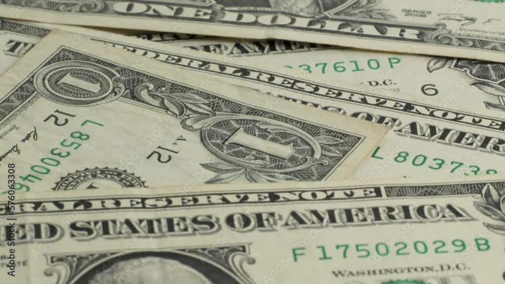 US Dollar bills one dollar bills background close-up
