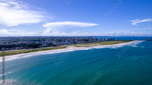 Aerial view of Ilheus, tourist town in Bahia. Historic city center with sea and river. © Pedro