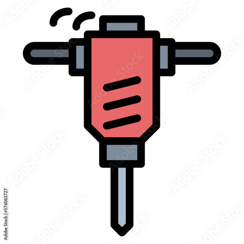 hydraulic breaker filled outline icon style