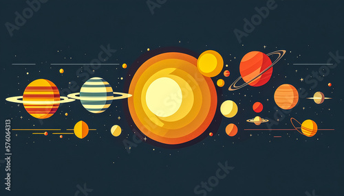 Planets of the solar system, generative AI.