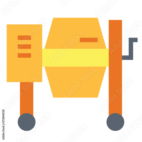 concrete mixer flat icon style