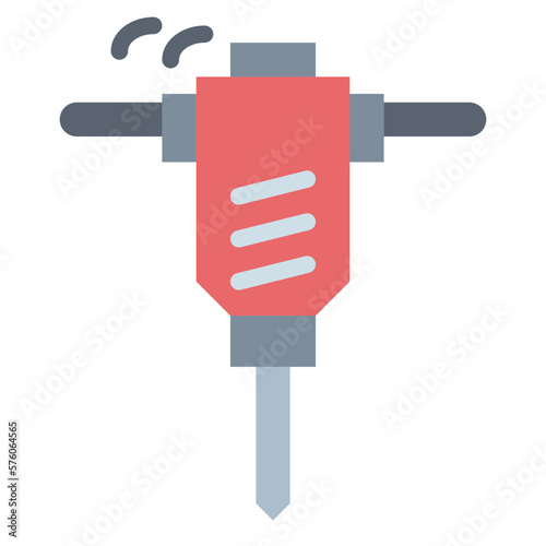 hydraulic breaker flat icon style