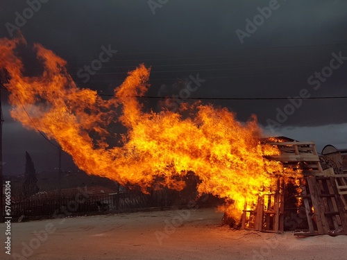 fires in ioannina tradition for carnival in ioannina city greece