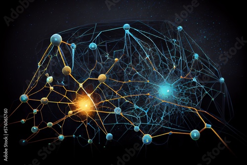 Image Of Futuristic Neural Networks Network With Connections And Cells. Generative AI