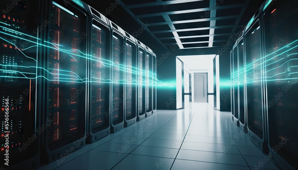 Network server room. Based on Generative AI Network server room. Based on Generative AI