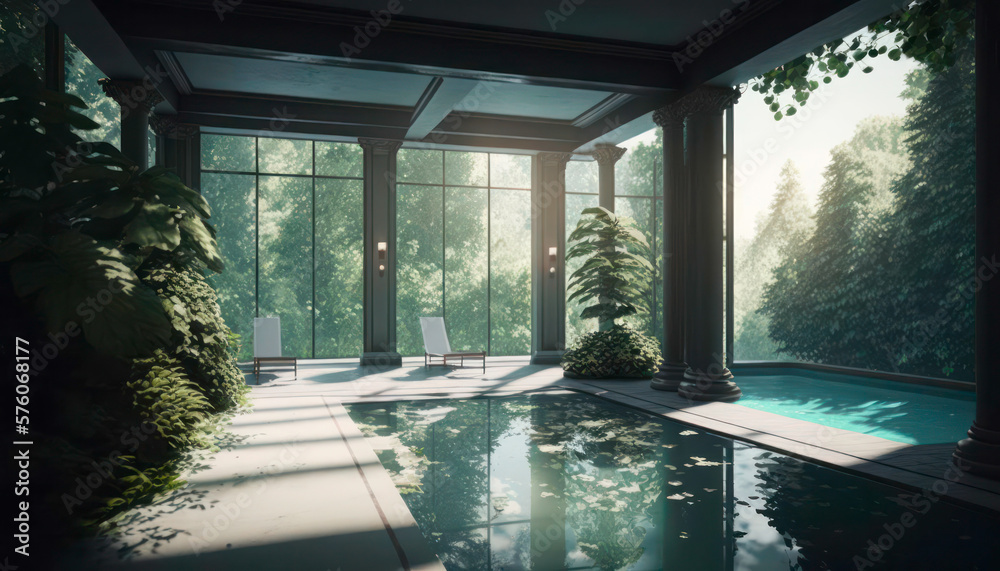 window in the house. Spa interior. Generative AI window in the house. Spa interior. Generative AI