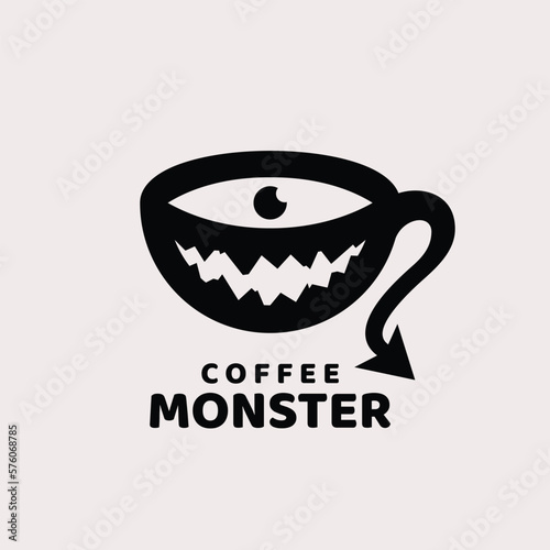 Simple Coffee Monster with a one-eyed logo design template