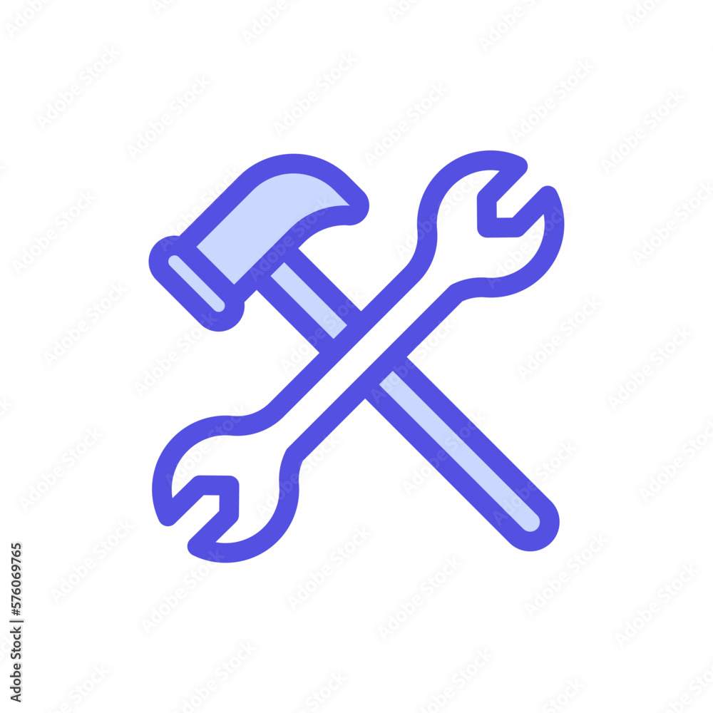 icon labor day with concept wrench and hammer. editable file, vector illustration.