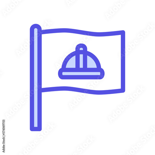 icon Labor Day with concept flag and helmet. editable file, vector illustration.