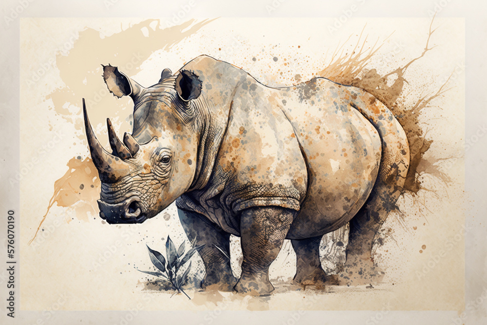Fototapeta premium Wildlife Wonders: An Animal Portrait in Aquarelle Colors. Ai generated.