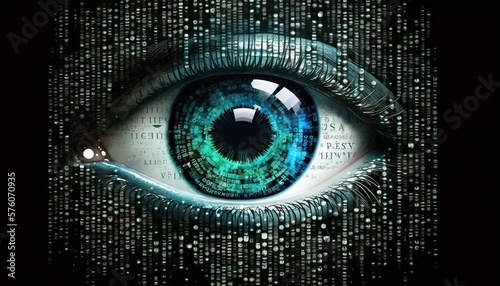 Big brother is watching you. Digital spy concept. Based on Generative AI