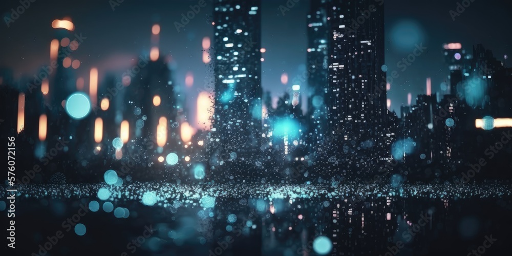 night city background whit bokeh lights