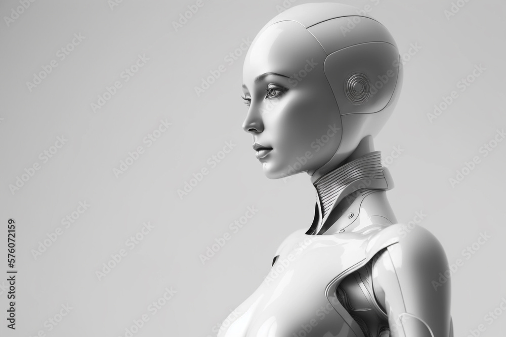 Robot woman background. Created with generative Ai technology. Robot woman background. Created with generative Ai technology.