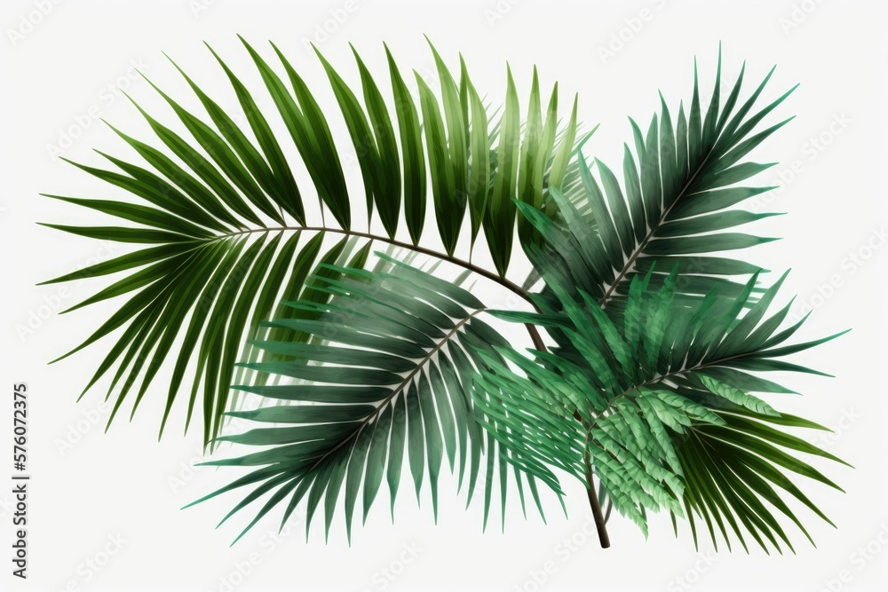 Green leafs of palm tree - generative ai