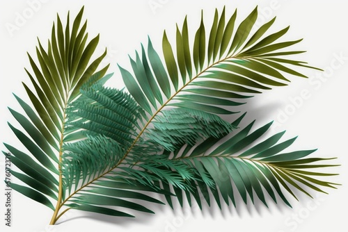 Green leafs of palm tree - generative ai