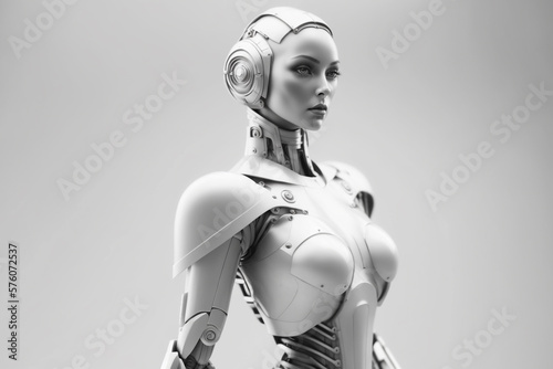 Robot woman background. Created with generative Ai technology.