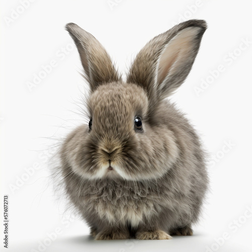 Realistic head bunny on a white background, generative AI