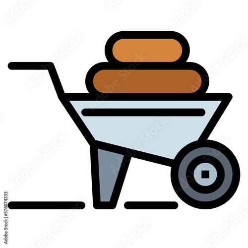wheelbarrow filled outline icon style